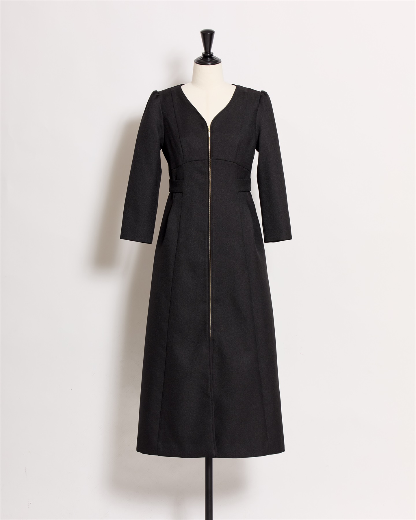 フロントファスナーパイピングワンピース(00ブラック-Ｓ)