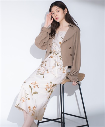 【予約】ペイントフラワーワンピース(51イエロー-Ｓ-2月下旬ごろのお届け)