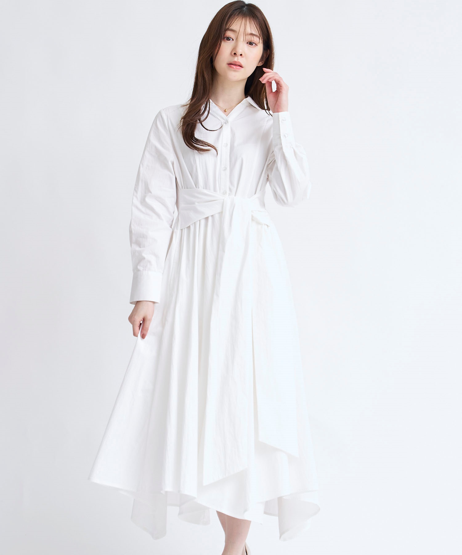 タイプライターシャツワンピース(01オフホワイト-Ｓ)