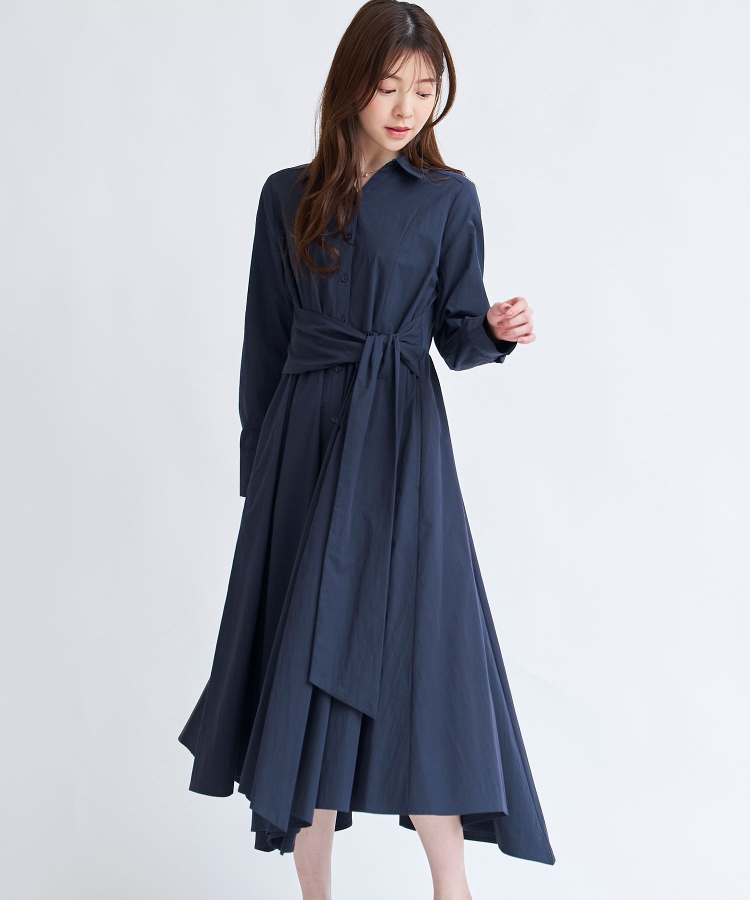 タイプライターシャツワンピース(70ネイビー-Ｓ)