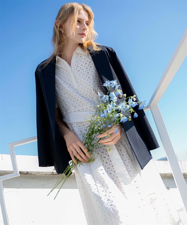 【予約】【SSサイズあり】コットンレースシャツワンピース