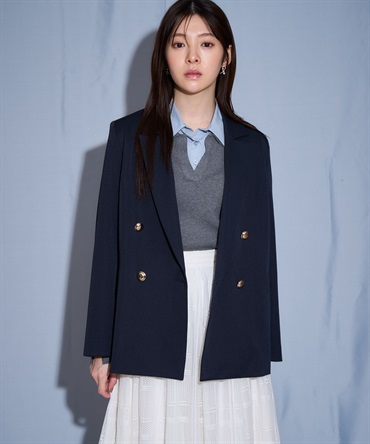 【予約】ダブルブレストジャケット(70ネイビー-Ｍ-1月中旬ごろのお届け)