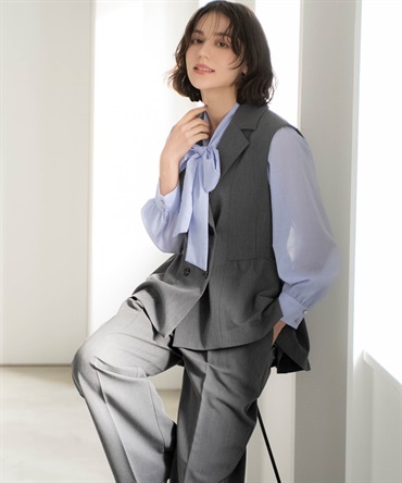 【予約】ペプラムダブルジレ(11グレー-Ｓ-3月下旬ごろのお届け)