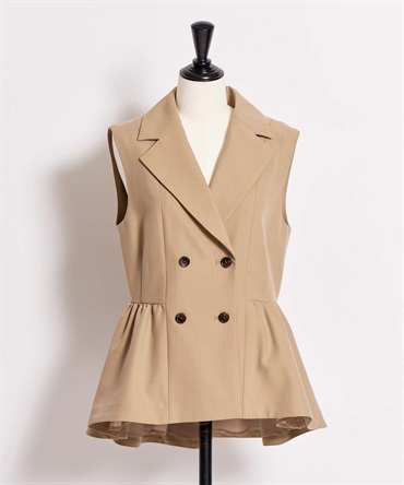 【予約】ペプラムダブルジレ(82ベージュ-Ｓ-3月下旬ごろのお届け)