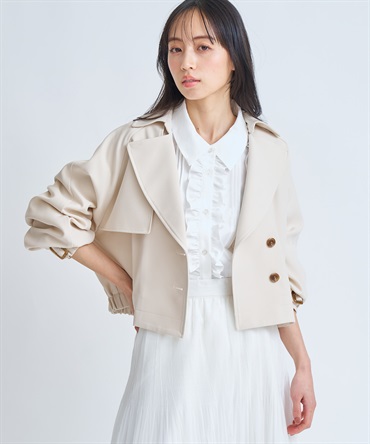 【予約】ラグランショートトレンチ(01オフホワイト-Ｍ-2月下旬ごろのお届け)