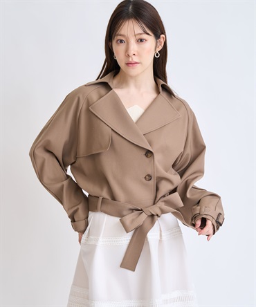 【予約】ラグランショートトレンチ(85モカ-Ｓ-2月下旬ごろのお届け)