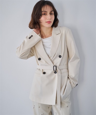 【予約】４Ｂダブルブレストジャケット(82ベージュ-Ｓ-3月下旬ごろのお届け)