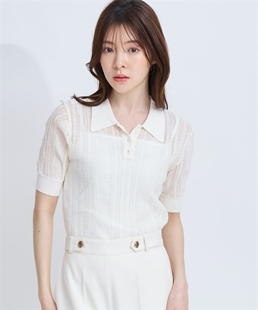 【予約】シアーリブポロニット(01オフホワイト-フリー-4月下旬ごろのお届け)