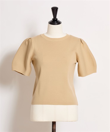 【予約】パフスリーブ総針ニット(83キャメル-フリー-4月下旬ごろのお届け)