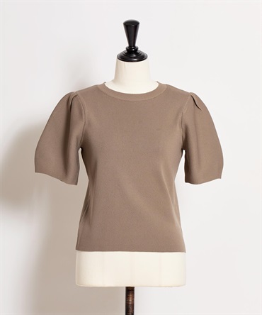 【予約】パフスリーブ総針ニット(85モカ-フリー-4月下旬ごろのお届け)