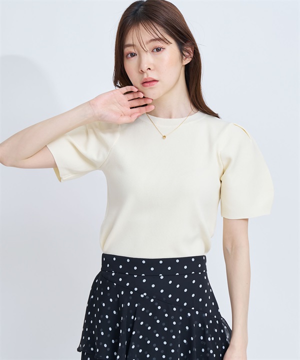 【予約】パフスリーブ総針ニット