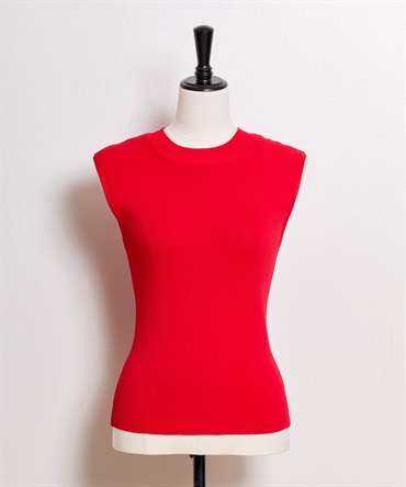 【予約】ハイネックノースリニット(30レッド-フリー-5月下旬ごろのお届け)