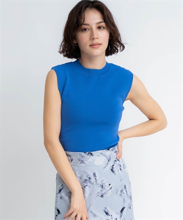 【予約】ハイネックノースリニット(71ブルー-フリー-5月下旬ごろのお届け)