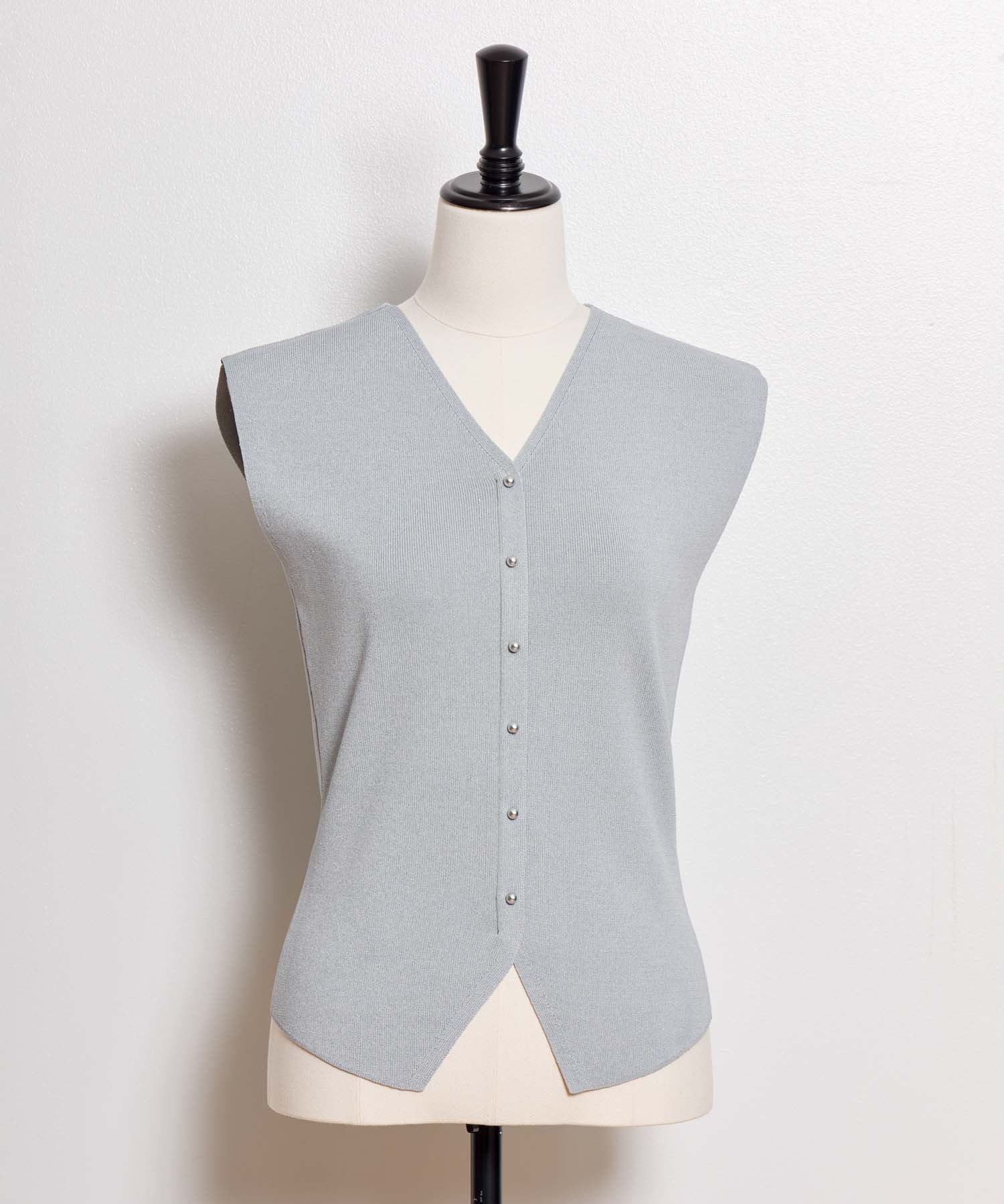【予約】総針Ｖネックニットベスト(11グレー-フリー-5月下旬ごろのお届け)