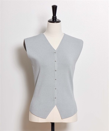 【予約】総針Ｖネックニットベスト(11グレー-フリー-5月下旬ごろのお届け)