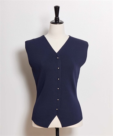 【予約】総針Ｖネックニットベスト(70ネイビー-フリー-5月下旬ごろのお届け)
