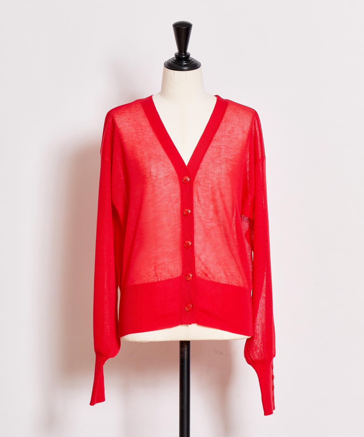 【予約】シアーニットカーディガン(30レッド-フリー-5月下旬ごろのお届け)