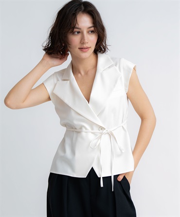 【予約】デザインカラーノースリリボンブラウス(01オフホワイト-フリー-5月下旬ごろのお届け)