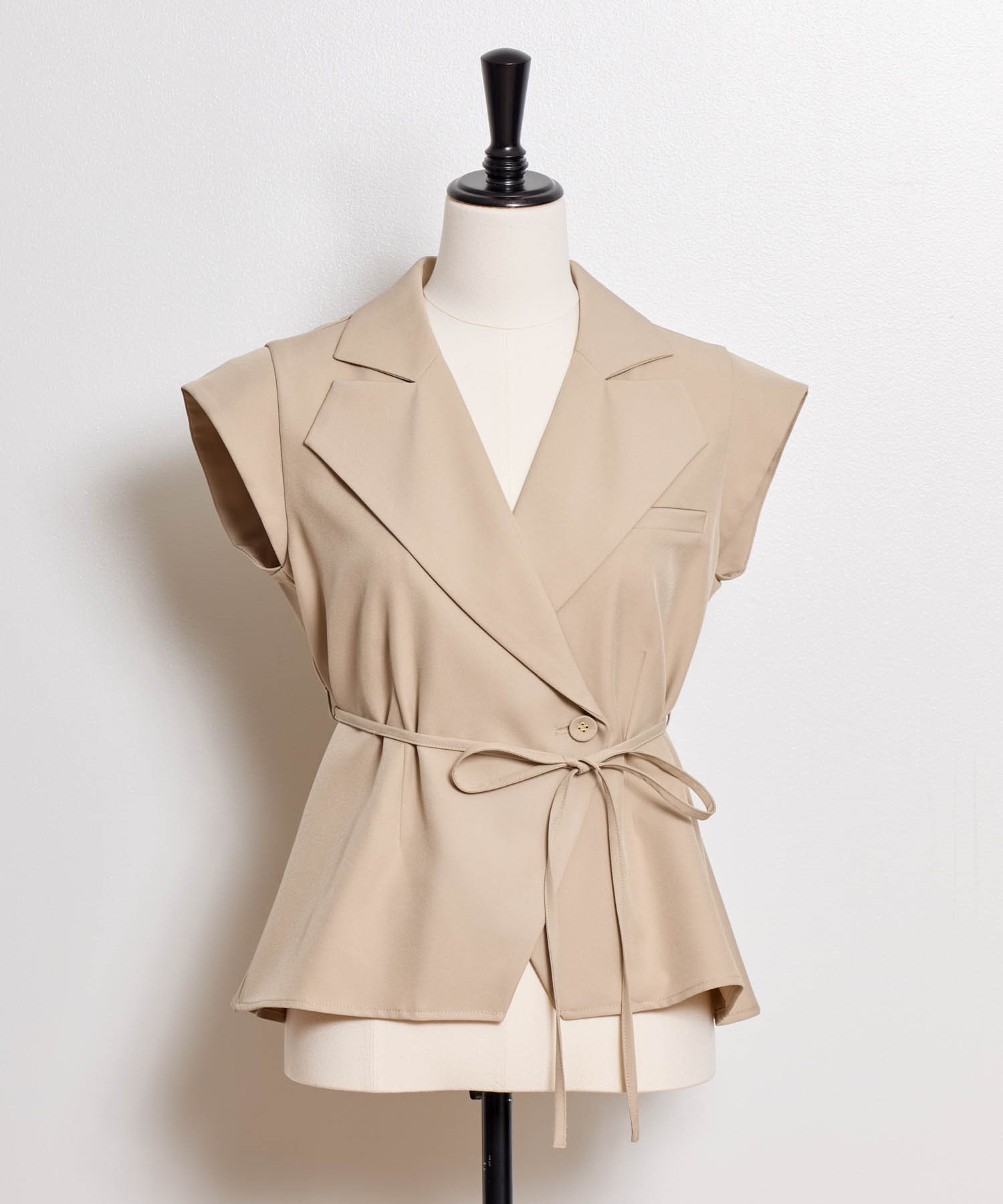 【予約】デザインカラーノースリリボンブラウス(82ベージュ-フリー-5月下旬ごろのお届け)