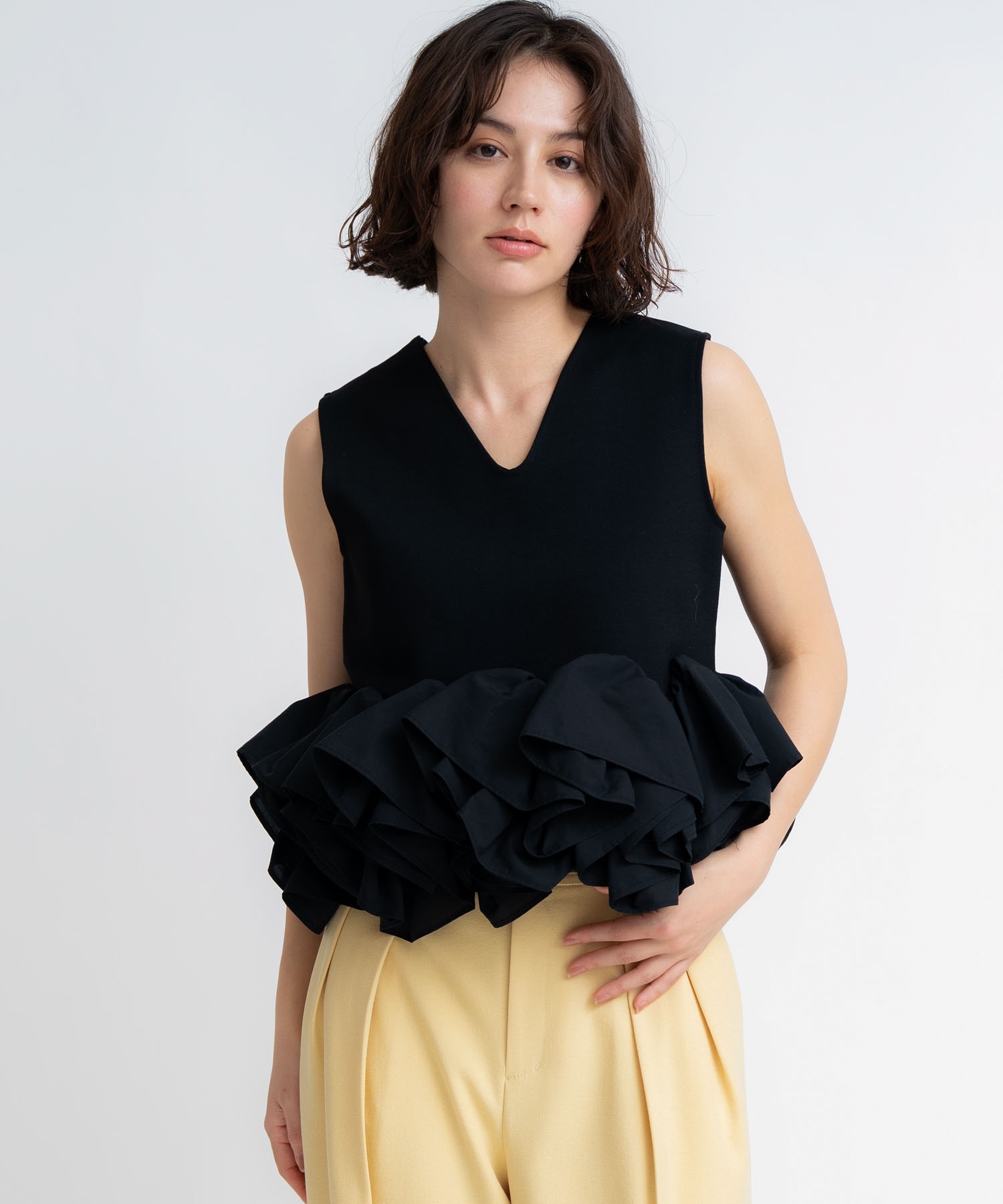 【予約】２ＷＡＹノースリペプラムカットソー(00ブラック-フリー-5月上旬ごろのお届け)