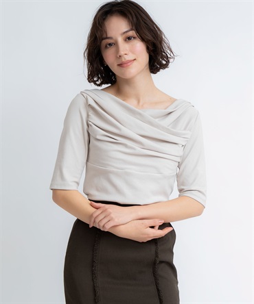 【予約】ドレープカットプルオーバー(82ベージュ-フリー-5月下旬ごろのお届け)