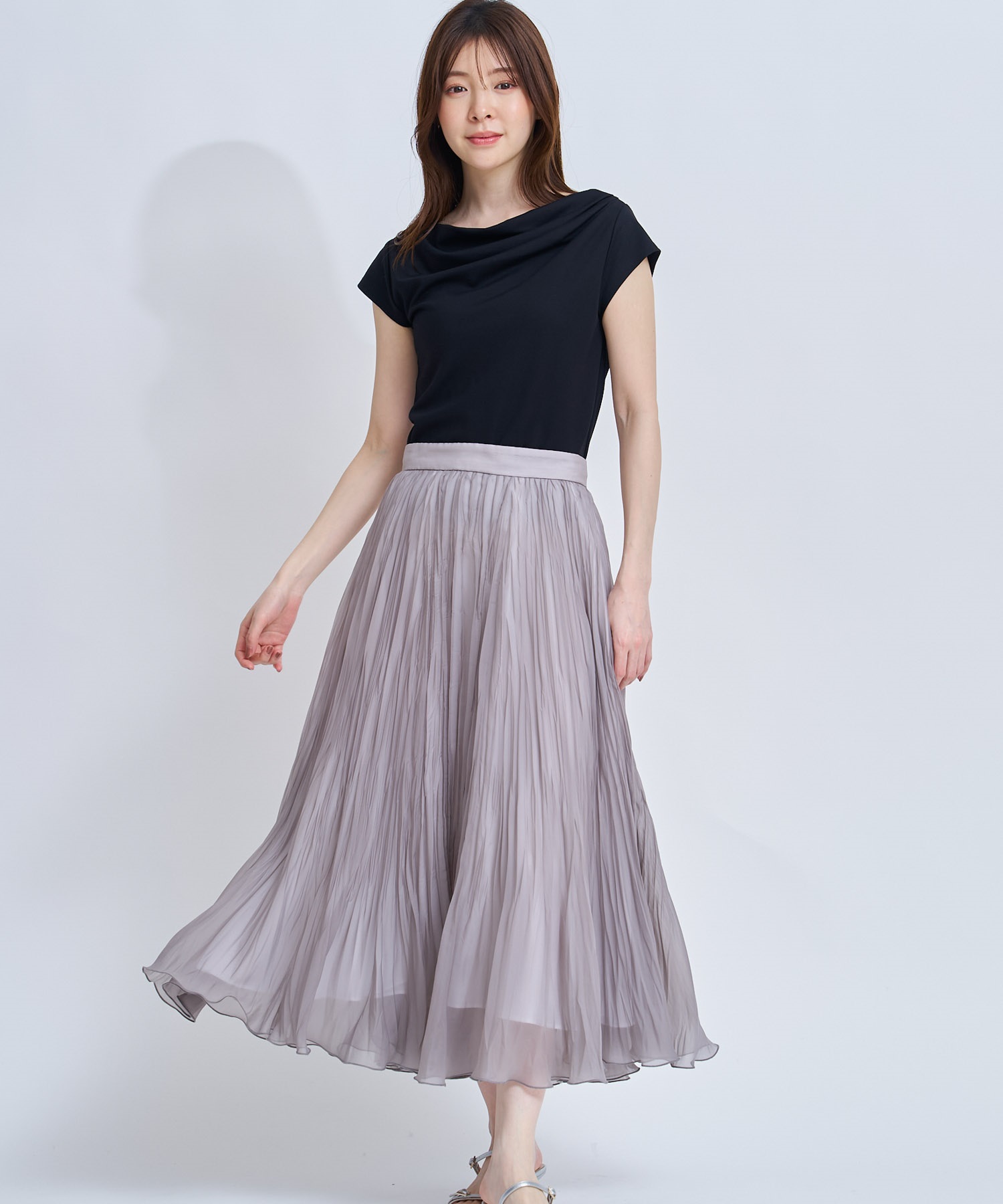 【予約】シアーランダムプリーツスカート(85モカ-Ｓ-4月下旬ごろのお届け)