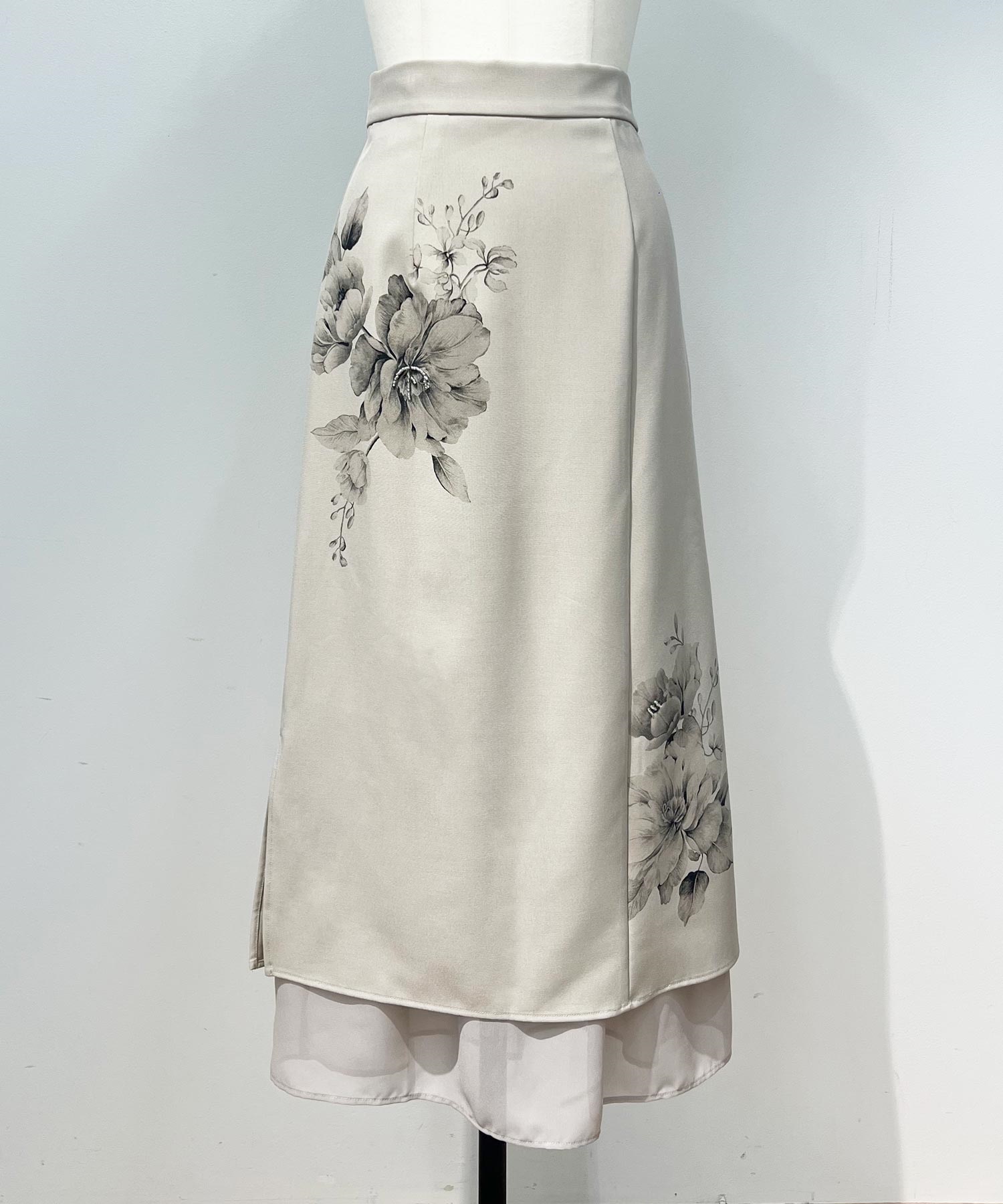 【予約】パネルプリントレイヤードスカート(82ベージュ-Ｓ-4月下旬ごろのお届け)