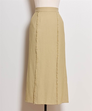 【予約】リネンライクフリンジスカート(51イエロー-フリー-5月下旬ごろのお届け)