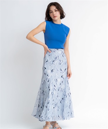 【予約】シアープリントフレアスカート(11グレー-Ｓ-5月下旬ごろのお届け)