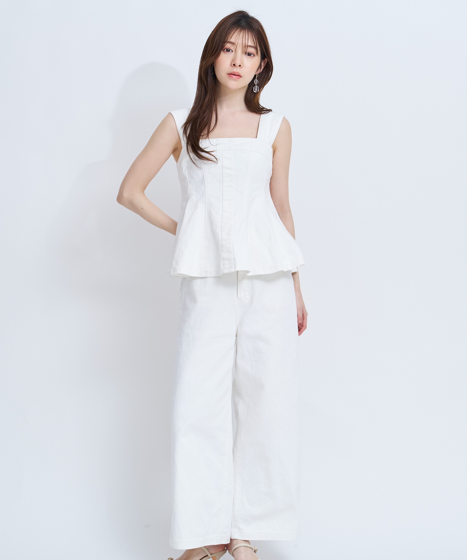 【予約】デニムワイドパンツ(01オフホワイト-Ｓ-4月下旬ごろのお届け)