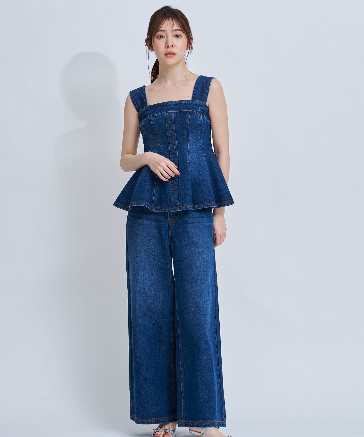 【予約】デニムワイドパンツ(73インディゴ-Ｓ-4月下旬ごろのお届け)