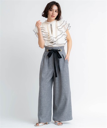 【予約】デザインベルトワイドパンツ