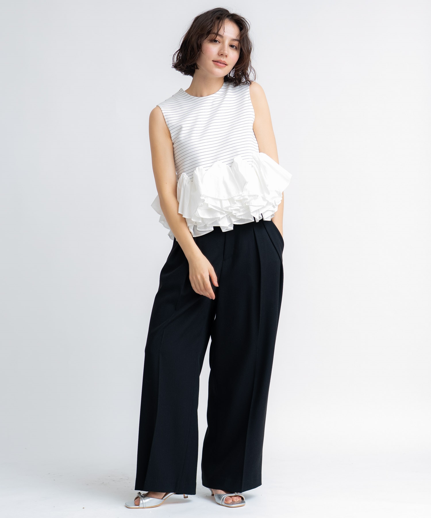 【予約】リネンストレートワイドパンツ(00ブラック-Ｓ-5月下旬ごろのお届け)