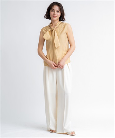 【予約】リネンストレートワイドパンツ(01オフホワイト-Ｍ-5月下旬ごろのお届け)