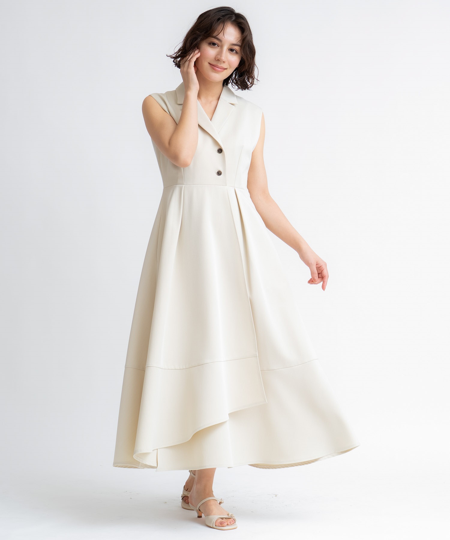 【予約】テーラーカラーノースリワンピース(82ベージュ-Ｓ-4月下旬ごろのお届け)