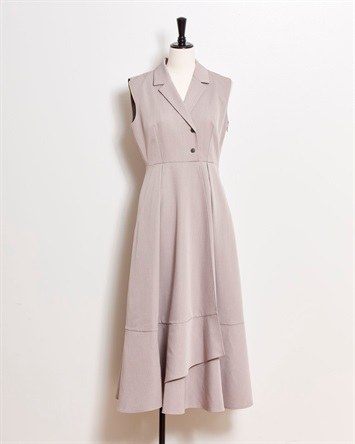 テーラーカラーノースリワンピース(85モカ-Ｓ)