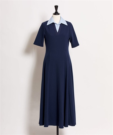 【予約】ポロカットソーワンピース(70ネイビー-Ｍ-4月下旬ごろのお届け)
