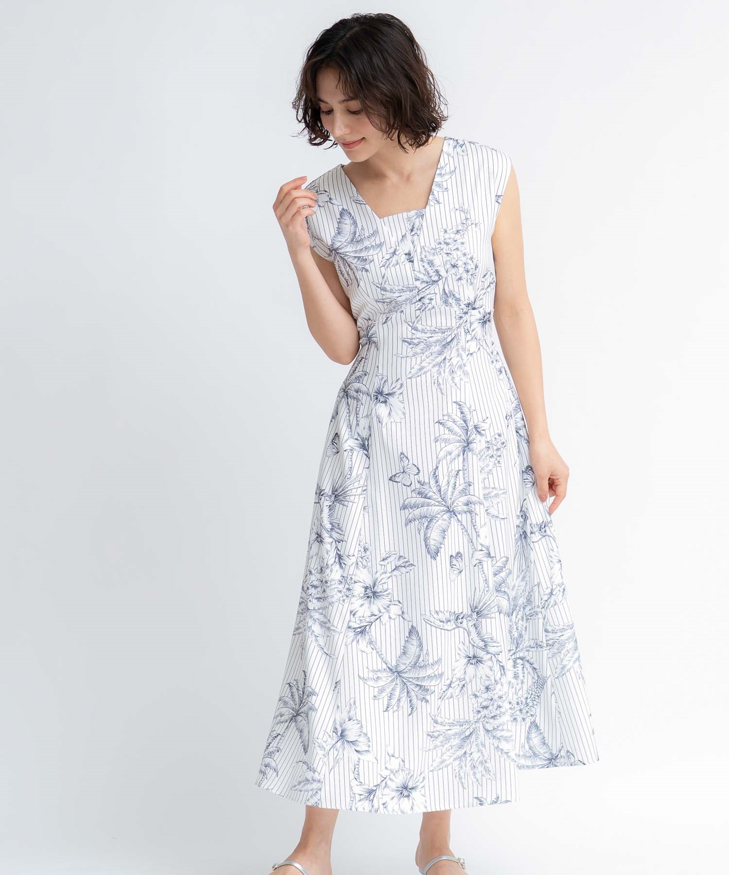 【予約】ボタニカルプリントワンピース(94ミックス１-Ｓ-5月下旬ごろのお届け)