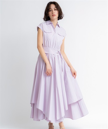 【予約】サファリシャツワンピース(32ピンク-Ｍ-5月下旬ごろのお届け)