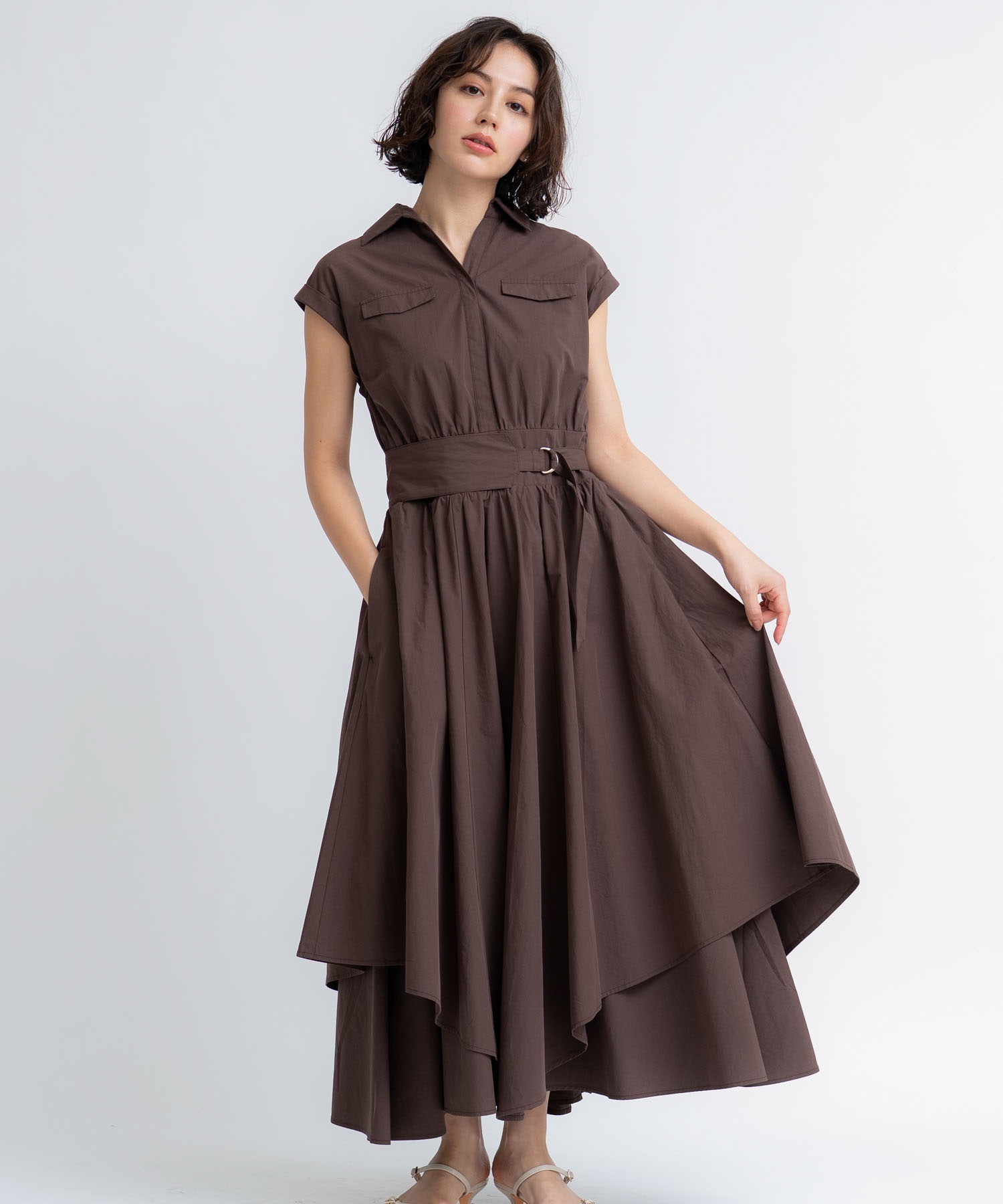 【予約】サファリシャツワンピース(81チャ-Ｓ-5月下旬ごろのお届け)