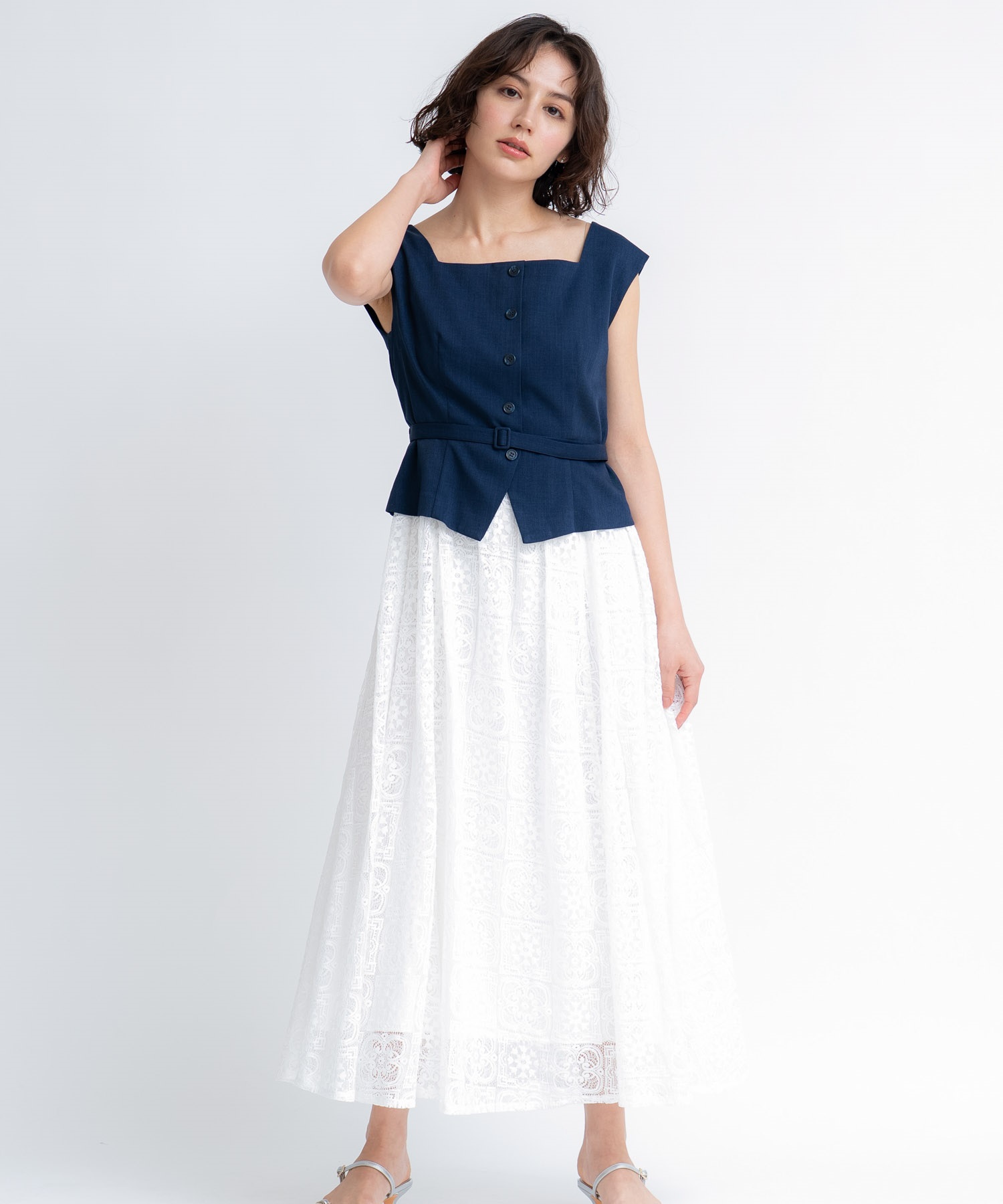 【予約】ジレライクドッキングワンピース(70ネイビー-Ｓ-5月下旬ごろのお届け)