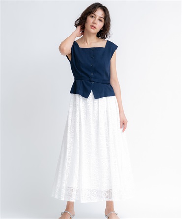 【予約】ジレライクドッキングワンピース(70ネイビー-Ｍ-5月下旬ごろのお届け)