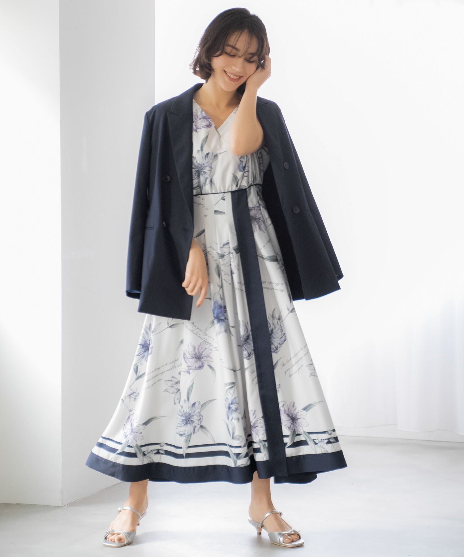 【予約】スカーフプリントワンピース