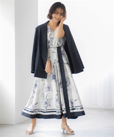 【予約】スカーフプリントワンピース