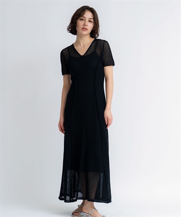 【予約】レースニットワンピース(00ブラック-フリー-5月下旬ごろのお届け)