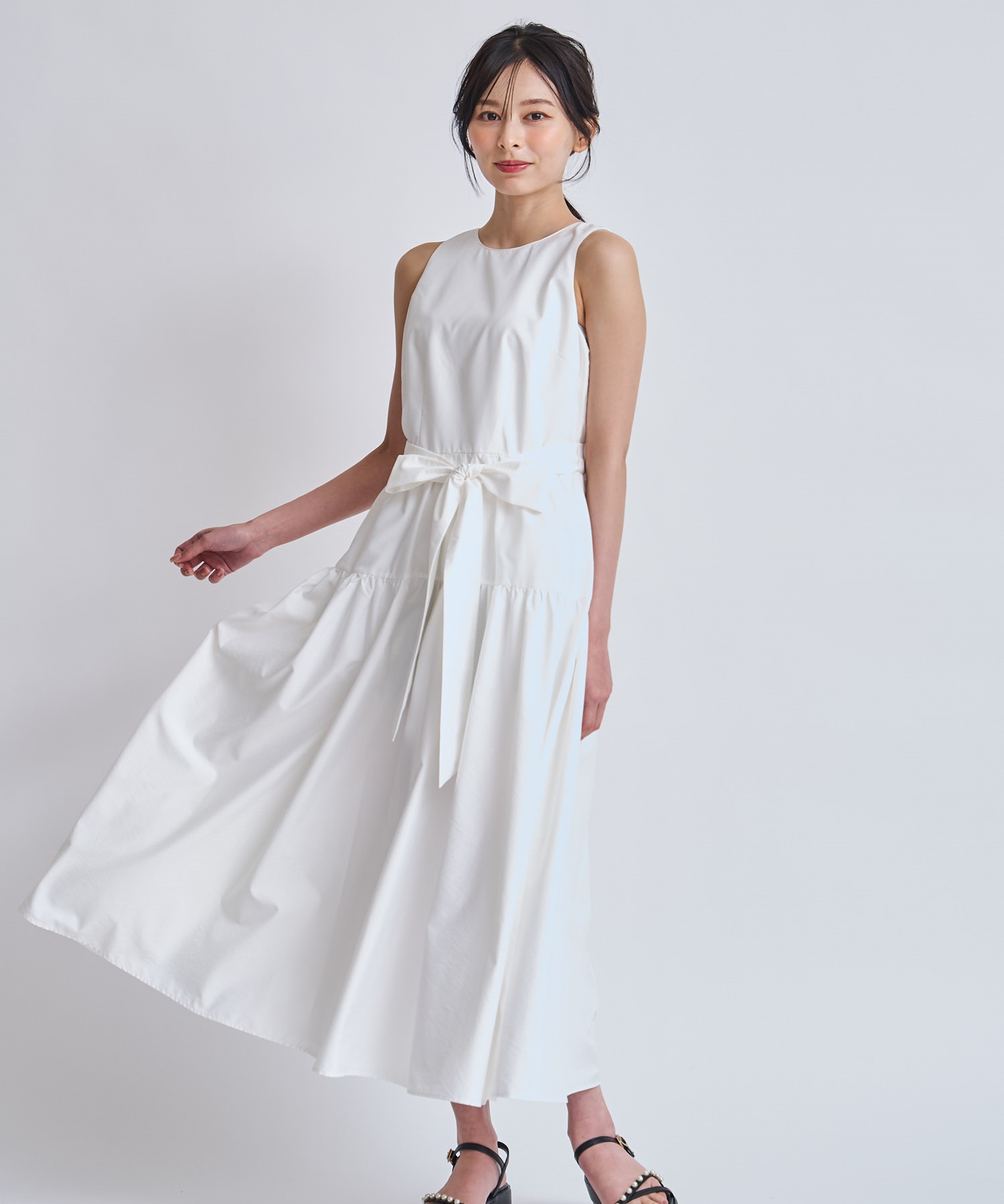 【予約】タフタリボンワンピース(01オフホワイト-Ｓ-6月下旬ごろのお届け)