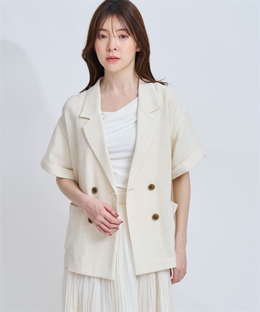 【予約】カラミツイーディーハーフジャケット(01オフホワイト-フリー-4月下旬ごろのお届け)