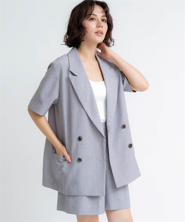 【予約】リネンライクハーフスリーブジャケット