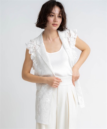 【予約】レースフリルジレ