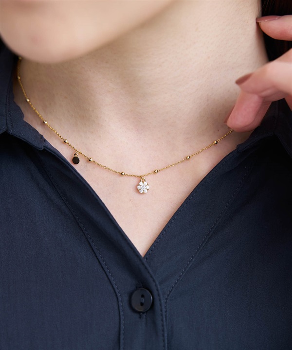 【予約】ステーションチェーンビジューネックレス